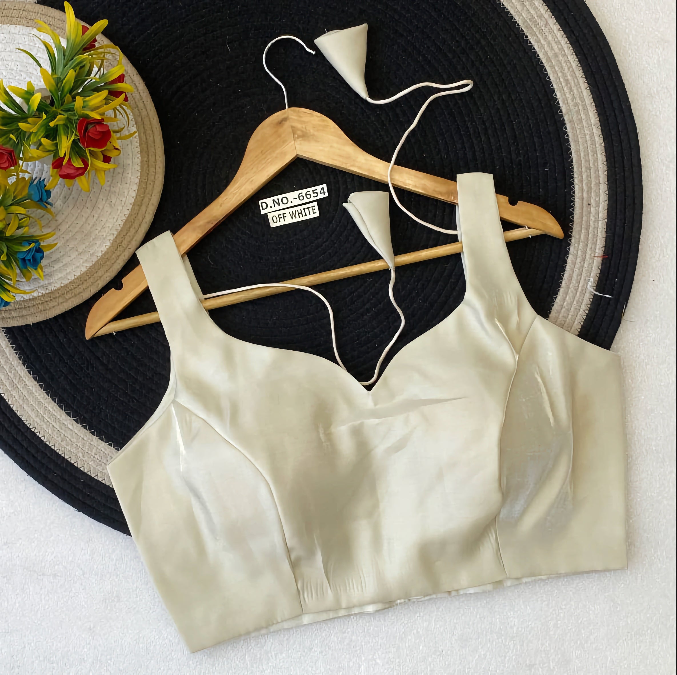 Glass Roman Silk Plain Sleeveless Saree Blouse | Sweetheart V-Neck Minimalist Readymade Blouse