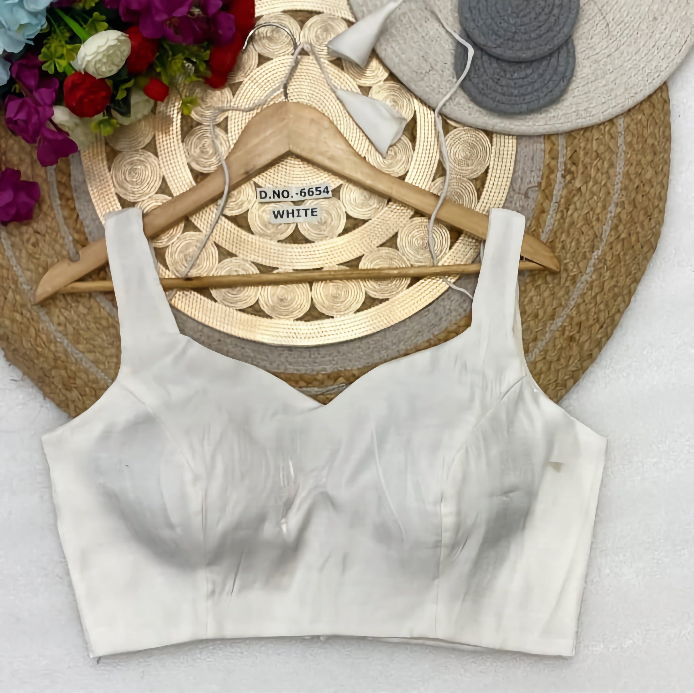 Glass Roman Silk Plain Sleeveless Saree Blouse | Sweetheart V-Neck Minimalist Readymade Blouse