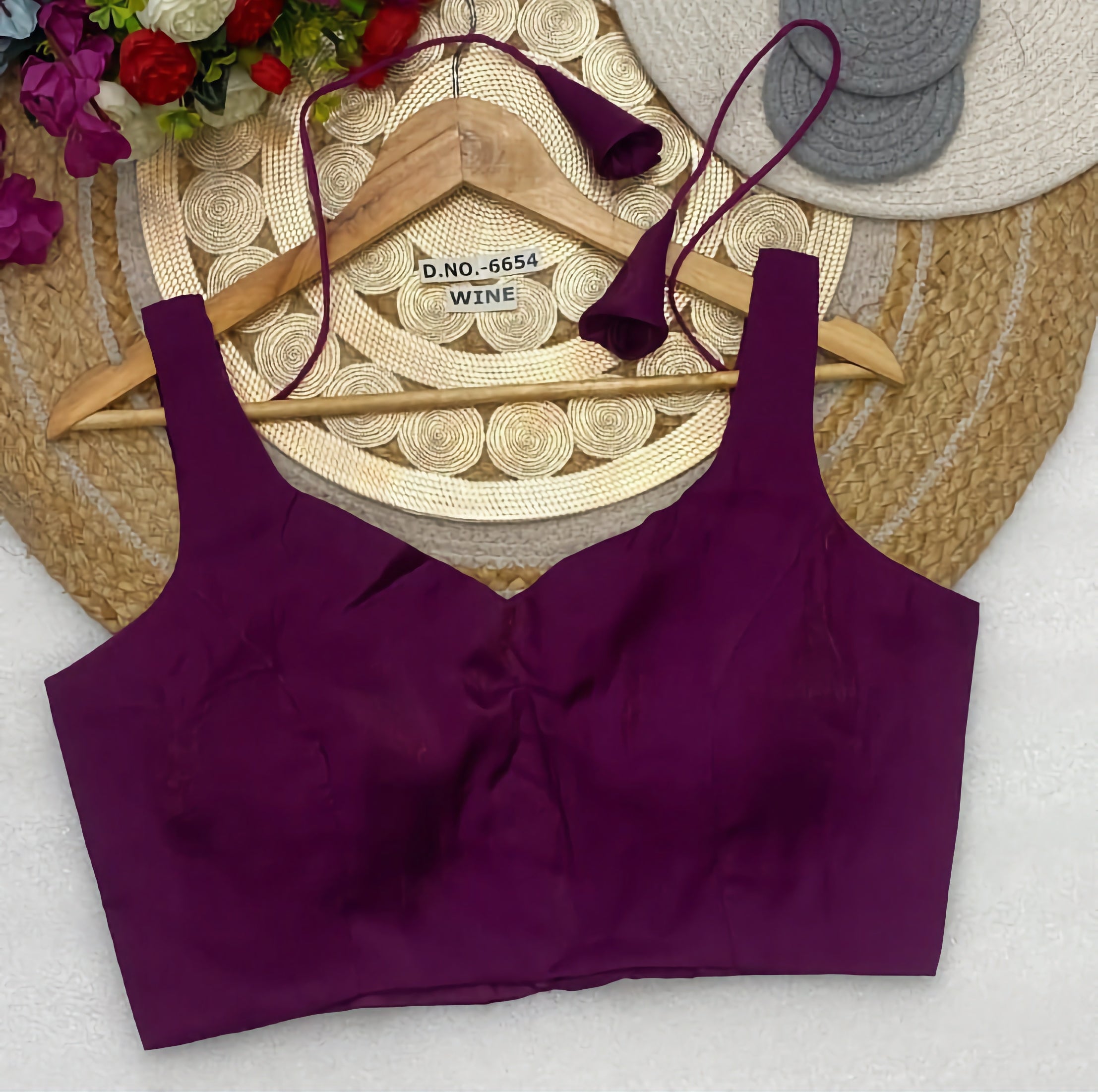 Glass Roman Silk Plain Sleeveless Saree Blouse | Sweetheart V-Neck Minimalist Readymade Blouse