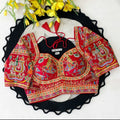 Rajasthani Pichwai Narrative Art Saree Blouse | Royal Elephant Mughal Folk Print Bustier Readymade Blouse